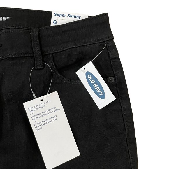 Old Navy Women's Super Skinny Mid-Rise Jeans Size 6 Black Measuring 30x28 - Picture 2 of 4